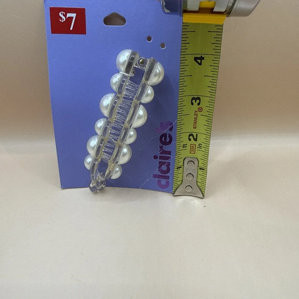 Claire's Faux Pearl Hair Twist Clip Jaws Plastic 4